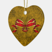 Rood kerstlint op goud keramisch ornament (Links)