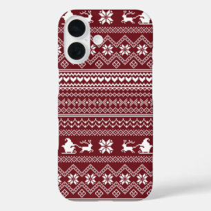 Rood Kerstman Kersttrui Patroon iPhone 16 Hoesje