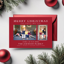 Rood Kerstmis Nieuw Thuis Foto Vakantiekaart