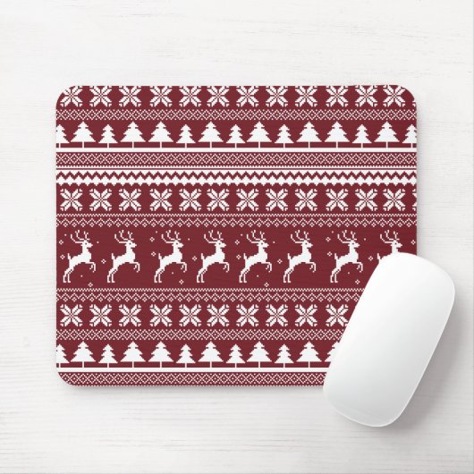 Rood Kerstmis Rendier Kersttrui Patroon Muismat (Met muis)