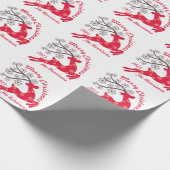 Rood Kerstmis Rendier Sneeuwvlok Naam Wit Cadeaupapier (Hoek)