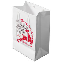Rood Kerstmis Rendier Sneeuwvlok Naam Wit Medium Cadeauzakje