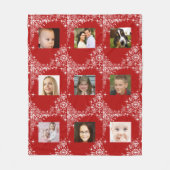 Rood, Kerstmis, sneeuwvlokken, aangepaste foto Fleece Deken (Voorkant)