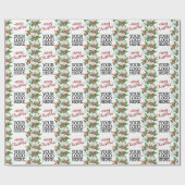 Rood Kerstmis Wit Rood Groen Bloem Logo Cadeaupapier (Vlak)