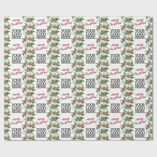 Rood Kerstmis Wit Rood Groen Bloem Logo Cadeaupapier (Vlak)