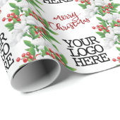 Rood Kerstmis Wit Rood Groen Bloem Logo Cadeaupapier (Rol Hoek)