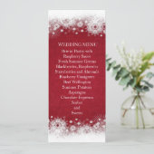 Rood Kerstmis Wit Sneeuwvlokken Bruiloft Menu (Staand voorkant)
