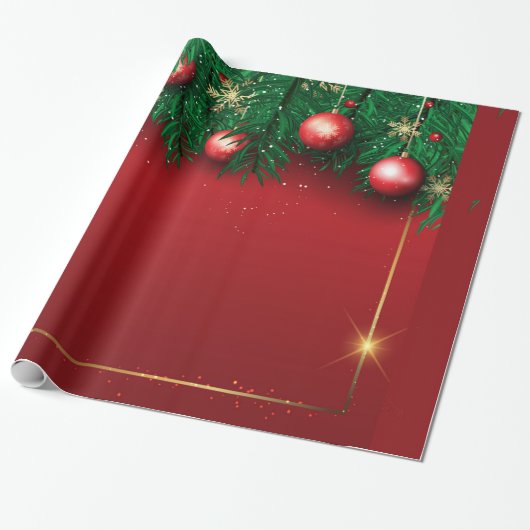 Rood kerstpapier cadeaupapier (Uitgerold)