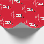 Rood kerstpapier met grappig monogram cadeaupapier (Hoek)
