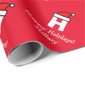 Rood kerstpapier met grappig monogram cadeaupapier (Rol Hoek)