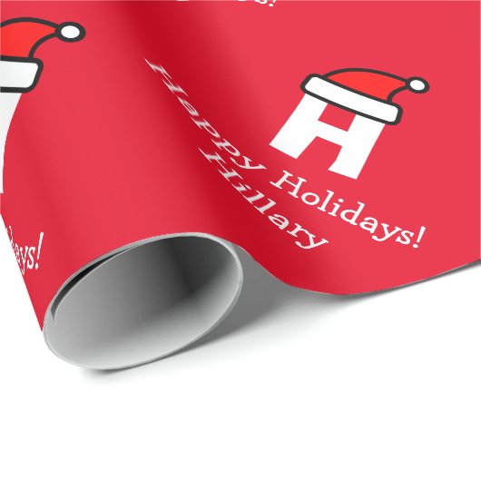 Rood kerstpapier met grappig monogram cadeaupapier (Rol Hoek)