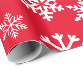 Rood kerstpapier met sneeuwvlokken cadeaupapier (Rol Hoek)