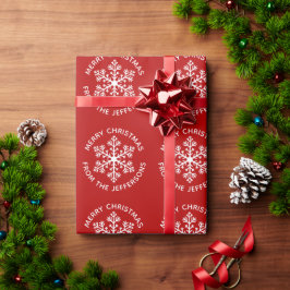 Rood kerstpapier met sneeuwvlokken cadeaupapier