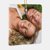 Rood kerstparen Foto Ornament (Rechts)