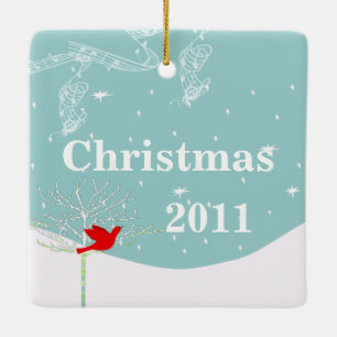 Rood kerstparen Foto Ornament