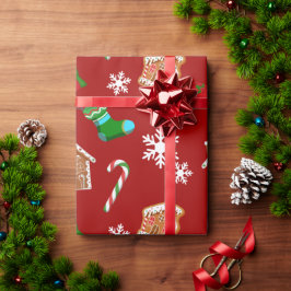 Rood kerstpatroon cadeaupapier
