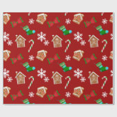 Rood kerstpatroon cadeaupapier (Vlak)