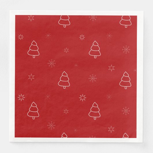 Rood kerstpatroon. Feestelijke bomen en sneeuwvlok Servet (Voorkant)