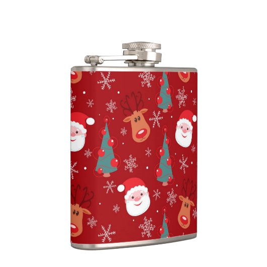 Rood kerstpatroon heupfles (Rechts)