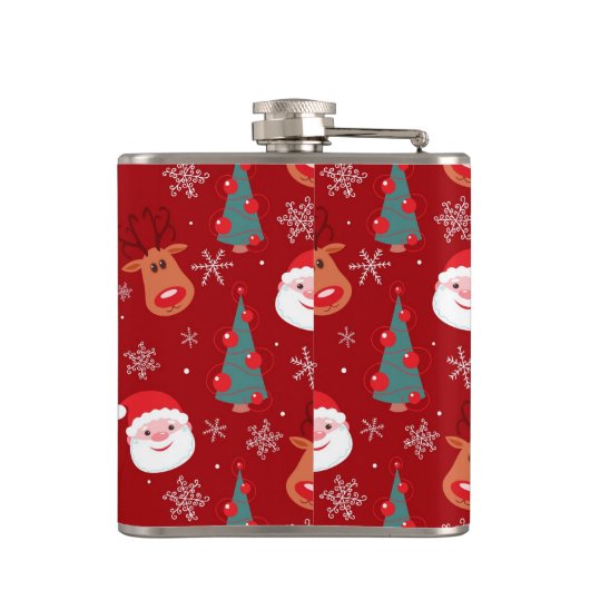 Rood kerstpatroon heupfles (Achterkant)