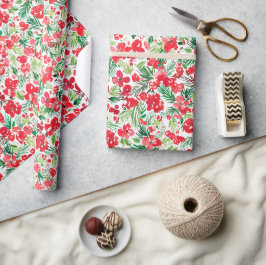 Rood kerstpatroon waterverf cadeaupapier