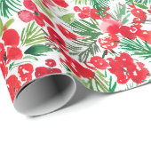 Rood kerstpatroon waterverf cadeaupapier (Rol Hoek)