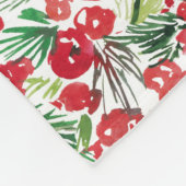 Rood kerstpatroon waterverf fleece deken (Hoek)