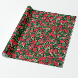 Rood kerstpatroon waterverf Groen Cadeaupapier