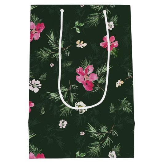 Rood kerstpatroon waterverf medium cadeauzakje (Achterkant)