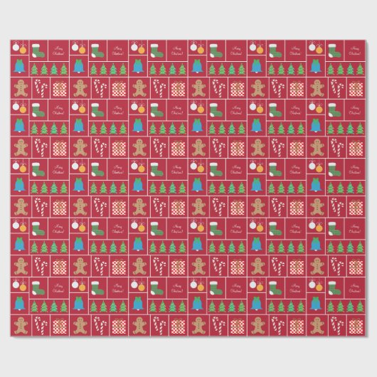 Rood kerstpatroonpapier cadeaupapier (Vlak)