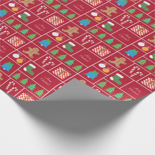 Rood kerstpatroonpapier cadeaupapier (Hoek)