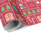 Rood kerstpatroonpapier cadeaupapier (Rol Hoek)