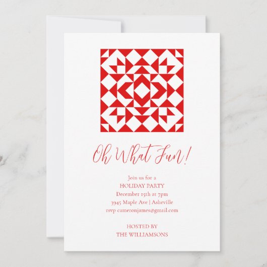  rood kerstquilt feestelijk feestfeest kaart (Voorkant)