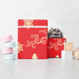 Rood kerstrecept met Cream Snowflakes Cadeaupapier
