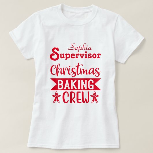 Rood kerstrecorder met bemanning t-shirt (Design voorkant)