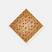 Rood kerstrendier op goud servet (Hoek)