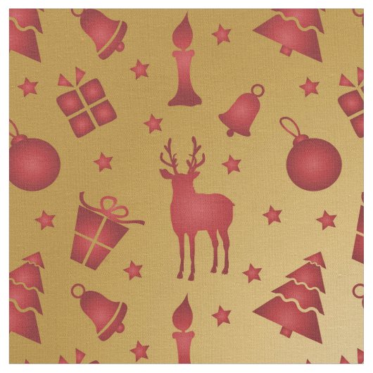 Rood kerstrendier op goud stof (Close Up)