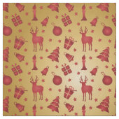 Rood kerstrendier op goud stof (Swatch)