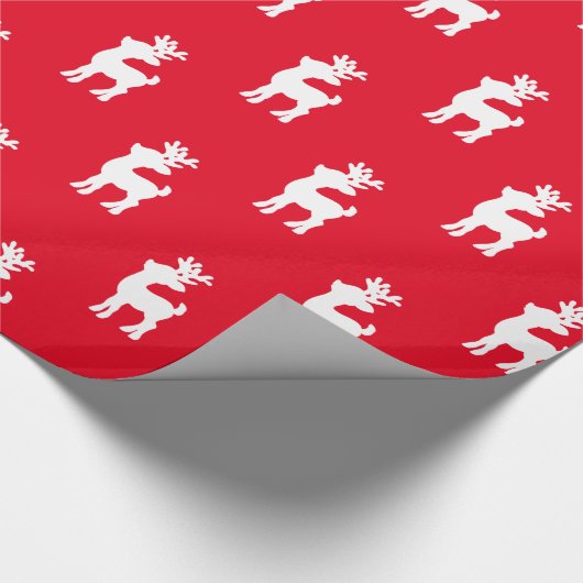 Rood kerstrendierpatroon cadeaupapier (Hoek)