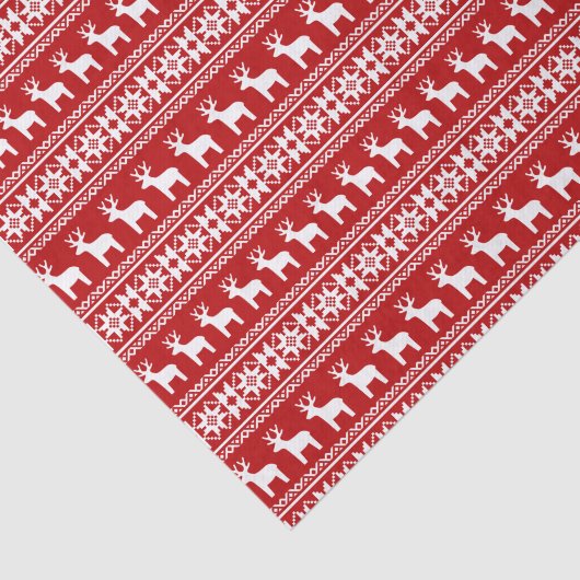 Rood kerstrendiertje Snowflake Classic Patroon Tissuepapier (Detail)