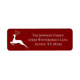 Rood kerstrennier Elegant Return Address Etiket