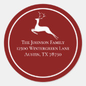 Rood kerstrenrendieradres Ronde Terugkeeradres Ron Ronde Sticker (Voorkant)