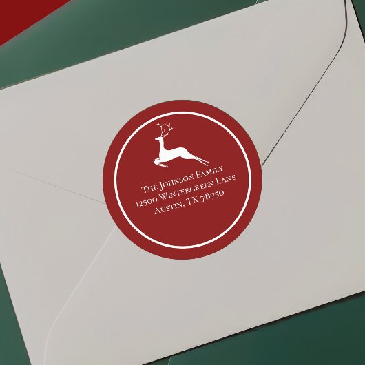 Rood kerstrenrendieradres Ronde Terugkeeradres Ron Sticker