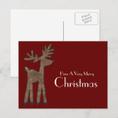Rood kerstrenrendiertje feestdagenkaart (Voorkant / Achterkant)