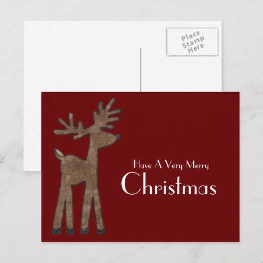 Rood kerstrenrendiertje feestdagenkaart (Voorkant / Achterkant)