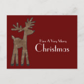 Rood kerstrenrendiertje feestdagenkaart (Voorkant)
