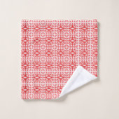 Rood kerstritsgeometrisch Quilt Patroon Bad Handdoek (Wasdoekje)