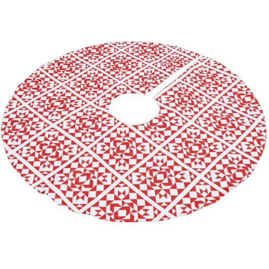 Rood kerstritsgeometrisch Quilt Patroon Kerstboom Rok (Gekanteld)