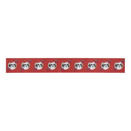 Rood kerstschild tzu 3-inch driekleurig lintje grosgrain lint (Voorkant)