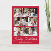 Rood kerstscript 6 Foto Collage Feestdagen Kaart (Voorkant)